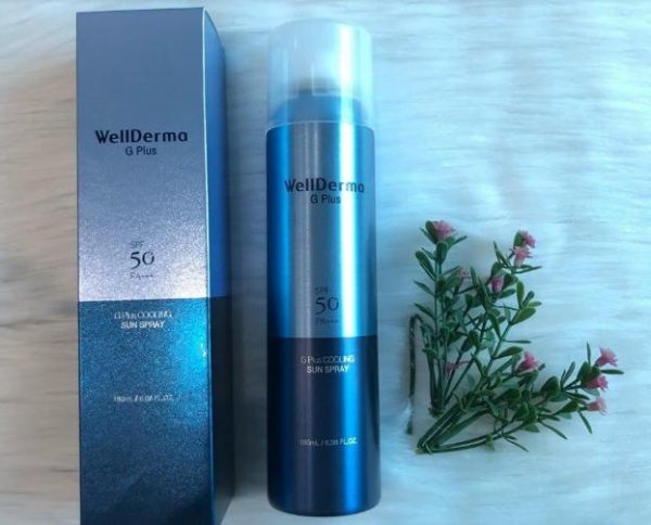REVIEW xịt chống nắng Wellderma G PLus Cooling Sun Spray 180ml